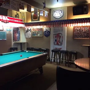 pool table and bar