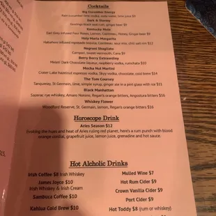 Brand new today  cocktails 3/4 drink menu