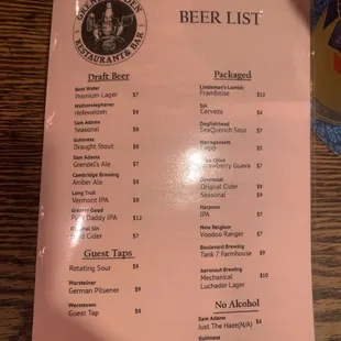 Drink menu 1/4