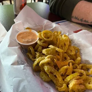 Fried banana peppers with Gresso sauce