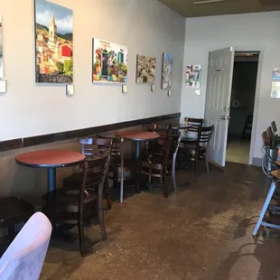 tables and chairs in a restaurant