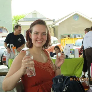  woman holding a bottle of water