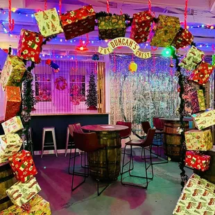 a christmas themed bar