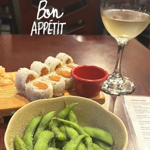 Edamame, Spicy Tuna Roll