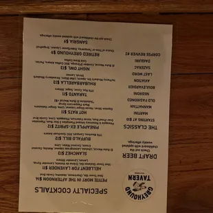 Menu as of Oct 3, 2023
