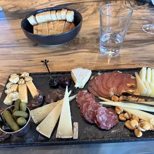 Amazing selection of cheeses and meats.