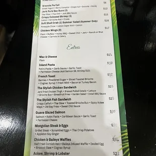 Brunch menu