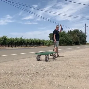 Ben returning his wagon like a 7 year old.