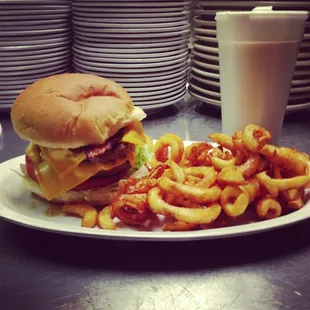 Double bacon Cheeseburger &amp; Curly Fries