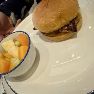 Kids chicken sandwich with fruit