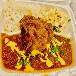 Chef Surprise - was told it was something fish - Seems like Guava chili fried chicken over chili