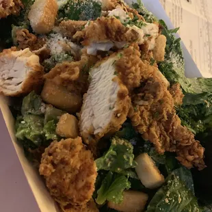 Caesar salad with added chicken!