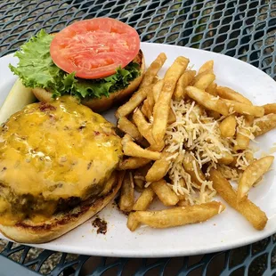 Claw Burger and Truffle Fries