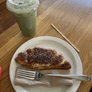 Ham and Cheese Croissant and Pistachio Matcha