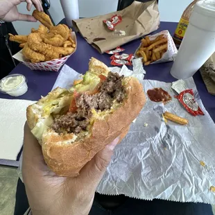 Kredit approves. Delish food. Burger combo, and fish combo.