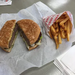 Now that's a burger and fries! YUM!