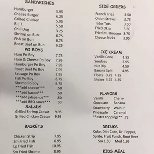 the menu of the restaurant