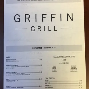 The Griffin Grill menu. Choose wisely Yelpers.