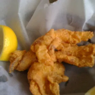 Deep fried Bacon wrapped shrimp