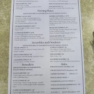 Breakfast menu served all day