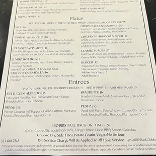 Lunch dinner menu 2022