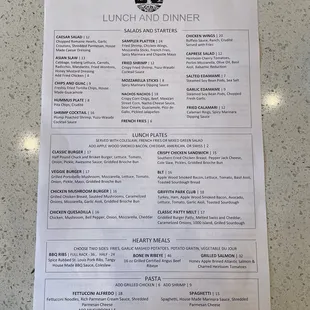 Lunch and Dinner Menu