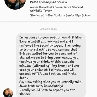 This is what she had sent me and what I sent back to her about other ppl and there reviews as well about bad service.