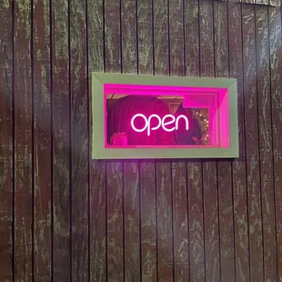 a neon open sign