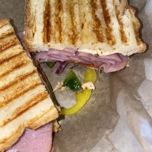 a cut in half sandwich