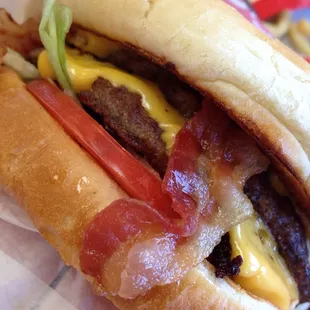 Double cheeseburger with bacon ($0.20 for bacon)