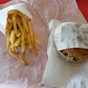 Kids cheeseburger with fries