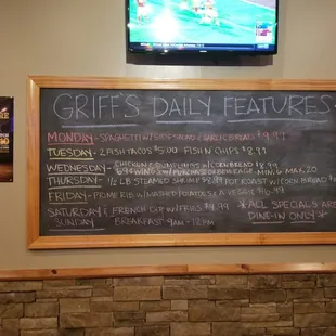 a chalkboard with a menu on it