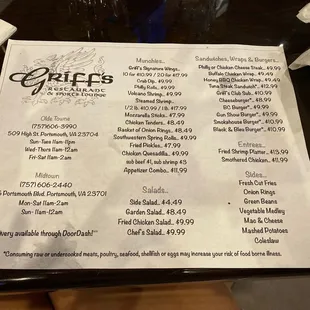 Condensed Covid-19 Menu, Super Friendly, Food Was AMZING (I ate it before I posted) Honey Lemon Cotrus Wings &amp; A Bbq Chicken Wrap with Fries