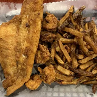 Flounder, shrimp, fries