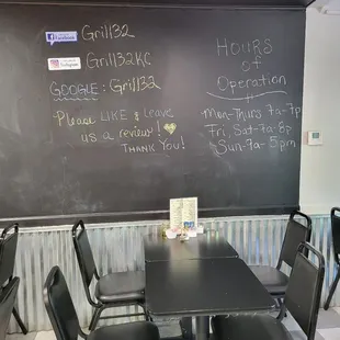 Hours and Social Media info