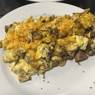 Her chicken burrito without a tortilla