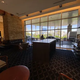 a view of the lobby of a hotel