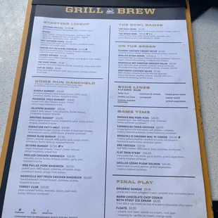 a menu on a table