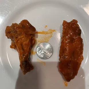 Tiniest wings ever. Barely any chicken on them at all.