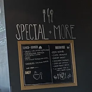 a menu on the wall