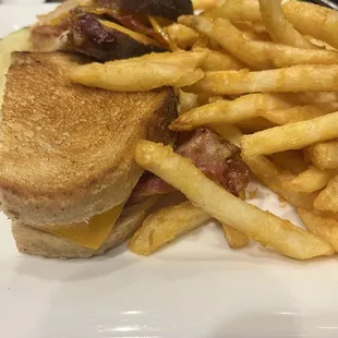 Bacon, onion, grilled cheese sandwich
