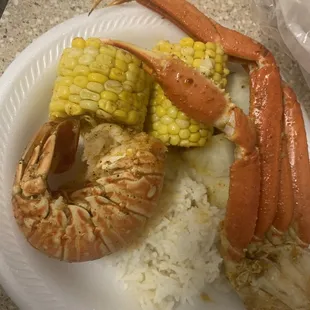 Combo A - lobster, corn crab legs with rice