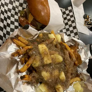 FUBAR Fries and 1/2 lb. Napalm Death Burger. Burger flavors were imbalanced, but the fries were beautifully salty. Loved the cheese.