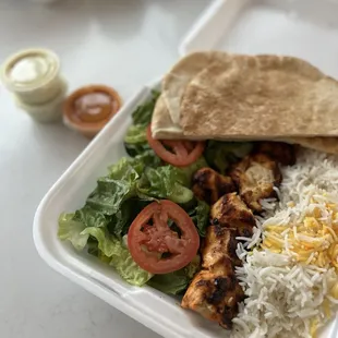 Chicken kabob (well done).