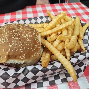 Burger and fries