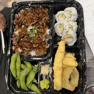 Build Your Own Bento - Mixed Tempura, Beef, Cali Roll, Edamame