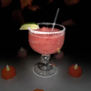Prickly Pear margarita made with fresh purée