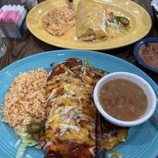 Beef fajita burrito and big ground beef burrito