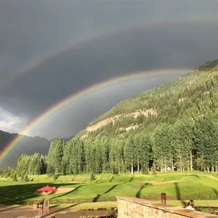 The weather changes quickly in the Vail Valley, and we were treated to a double rainbow while sitting on the deck at Grill on the Gore.