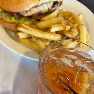 Club sandwich and fries